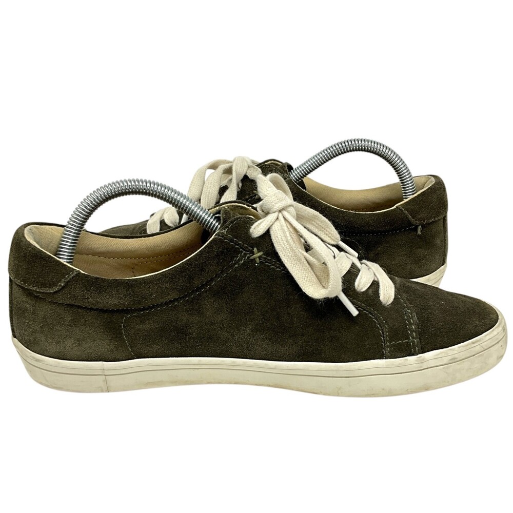 Frye Size 8.5 Kerry Sneakers Dark Green Suede Low Top White Laces Women's - Picture 11 of 16